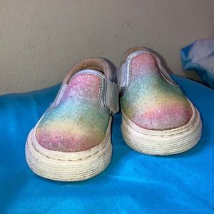 Rainbow sparkle slip on Velcro shoes size 4